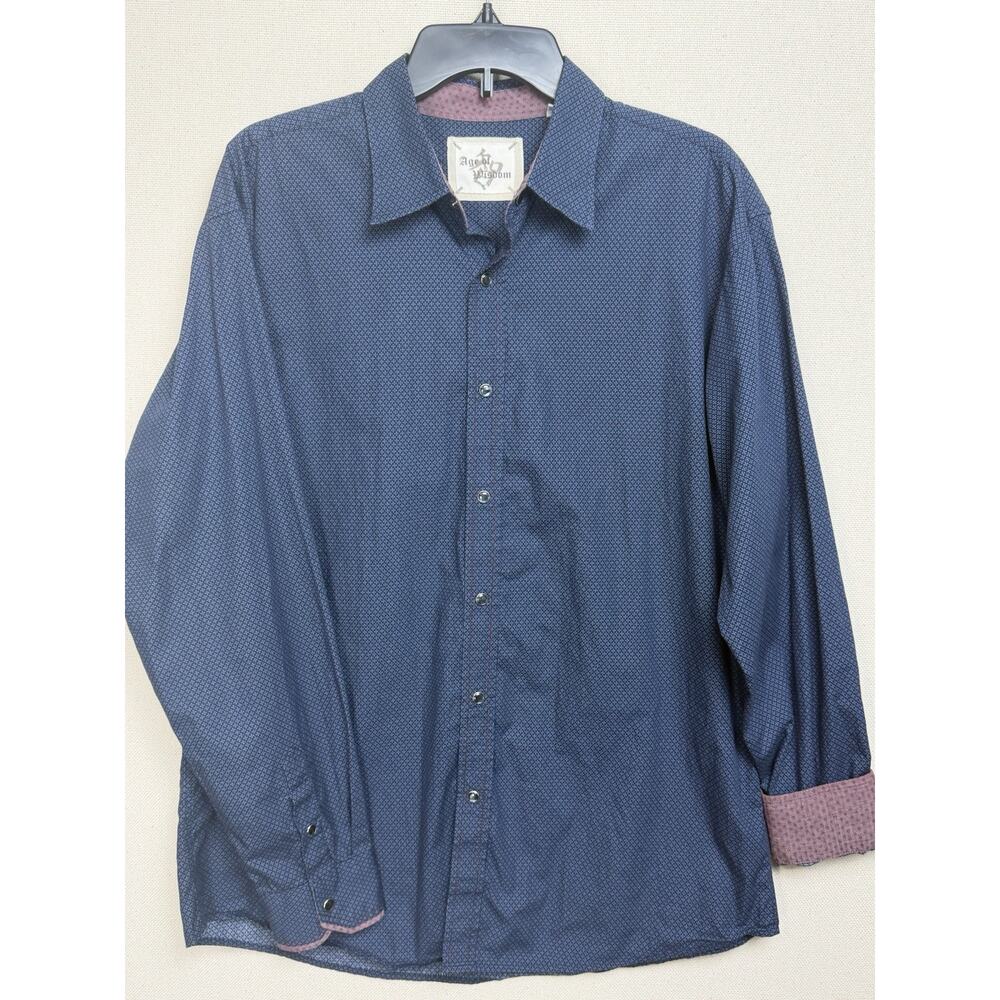 Age Of‎ Wisdom Men's Pearl Snap Shirt Size XL Flip Cuffs L/S Abstract Western